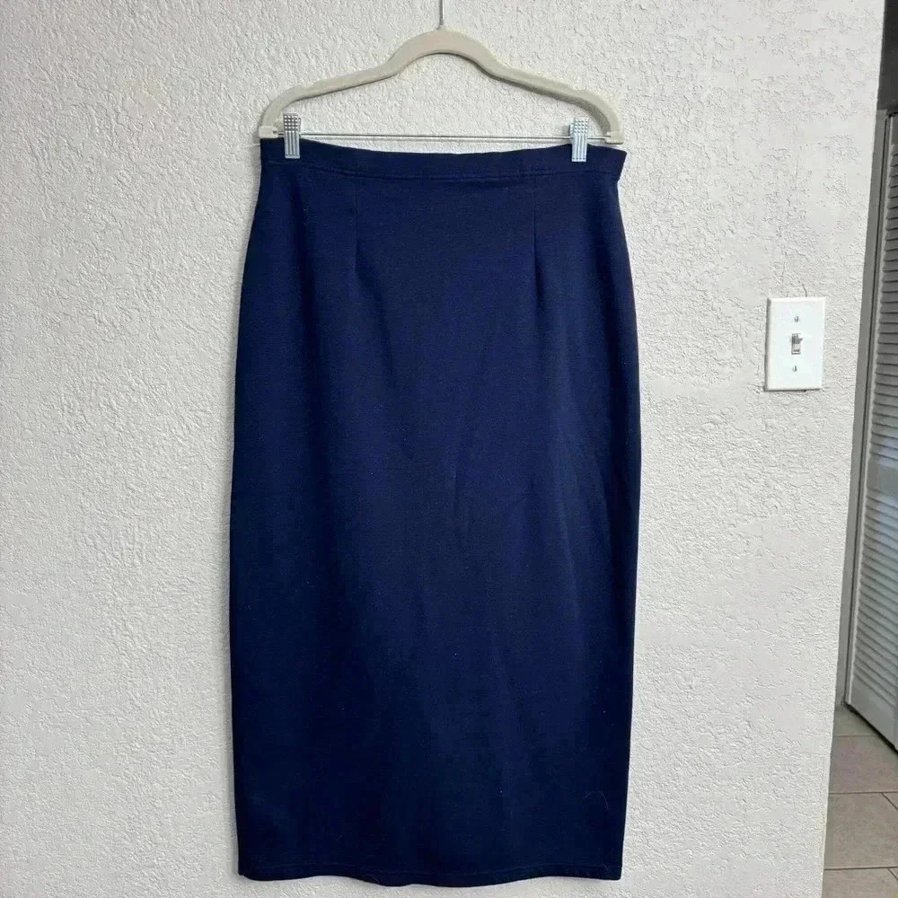 Villager by Liz Claiborne Vintage 90โs Skirt Blue Stretch Midi Skirt - Sz L